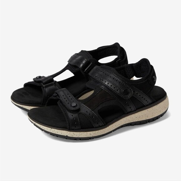 6 WIDE SAS BLACK VELCRO LEATHER ADJUSTABLE COMFORT ACTIVE SANDALS 6W LIKE NEW - Picture 11 of 11